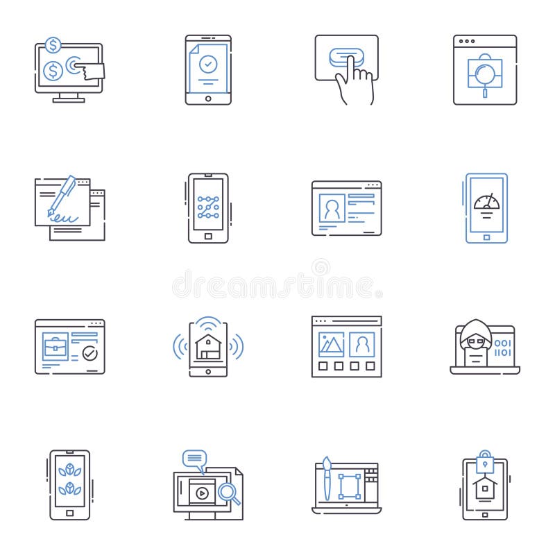 Dashboard Screen Line Icons Collection. Metrics, Visuals, Navigation