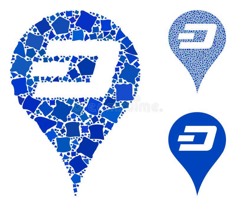 Dashcoin map pointer Mosaic Icon of Unequal Parts royalty free illustration