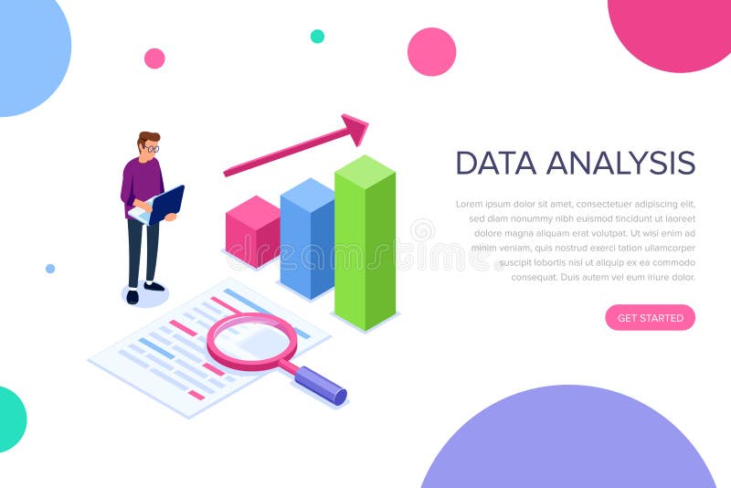 Data Analysis Flat Isometric Vector Concept. Stock Vector