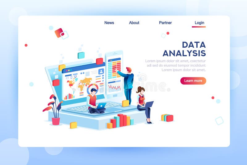 Data Analysis Engine Concept Isometric Vector stock illustration