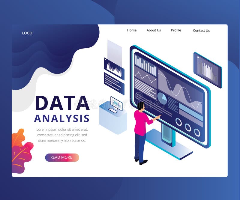Data Analysis Landing Page Design vector illustration Data Analysis Landing Page Design vector illustration