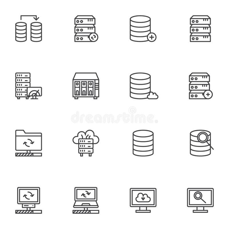 Data analysis line icons set vector illustration