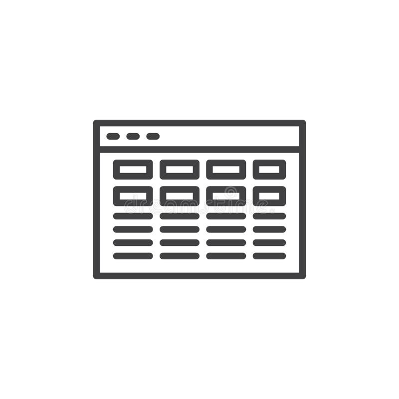 Data analysis web page line icon stock illustration