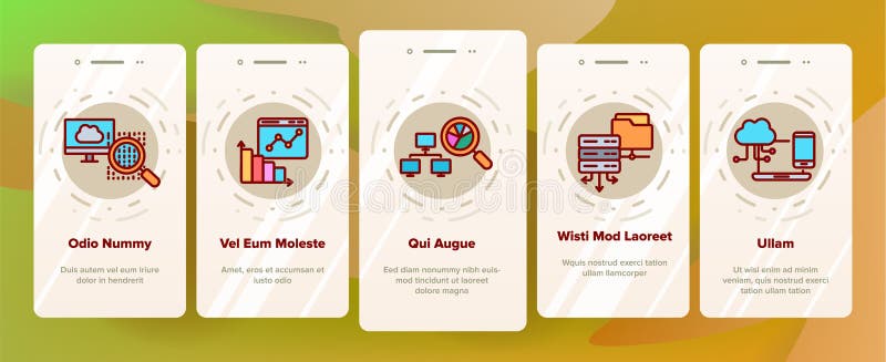 Data Analysis, Web Storage Vector Onboarding Mobile App Page Screen royalty free illustration