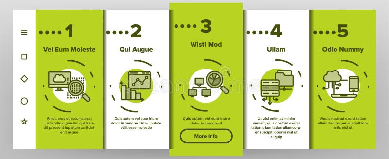 Data Analysis, Web Storage Vector Onboarding Mobile App Page Screen royalty free illustration