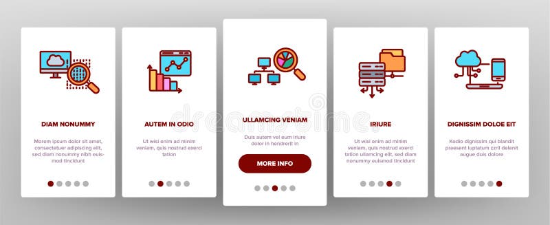 Data Analysis, Web Storage Vector Onboarding Mobile App Page Screen vector illustration