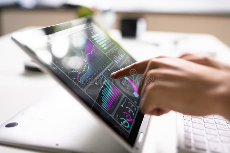 Data Analyst Using Data Analytics Dashboard royalty free stock photos