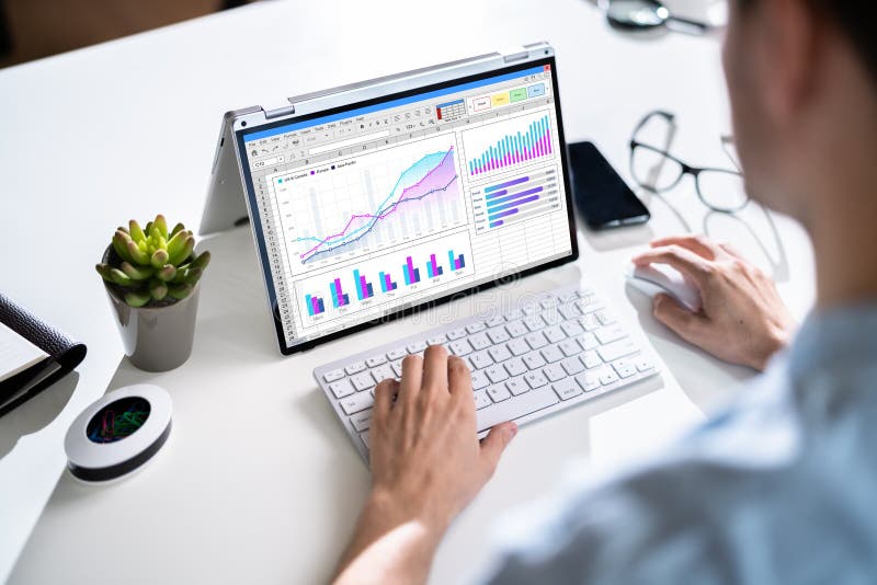 Data Analyst Using Data Analytics Dashboard Stock Photo Image of
