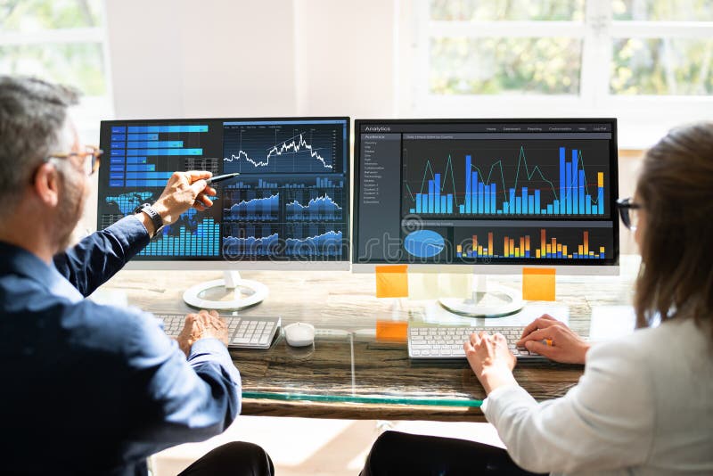 Data Analyst Using Data Analytics KPI stock image