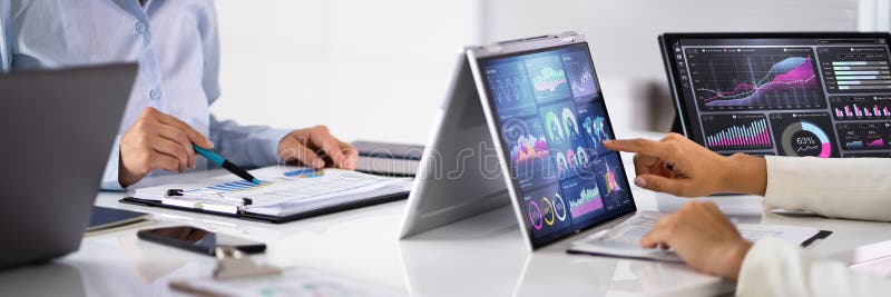 Data Analyst Using Data Analytics KPI stock images