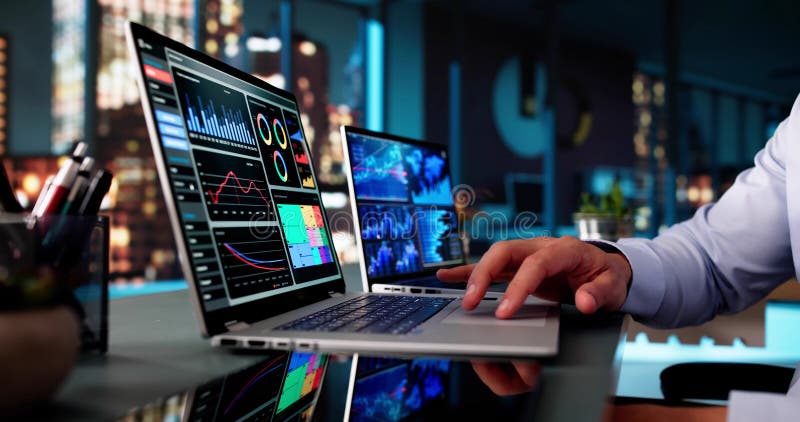 Data Analyst Using Data Analytics KPI royalty free stock images