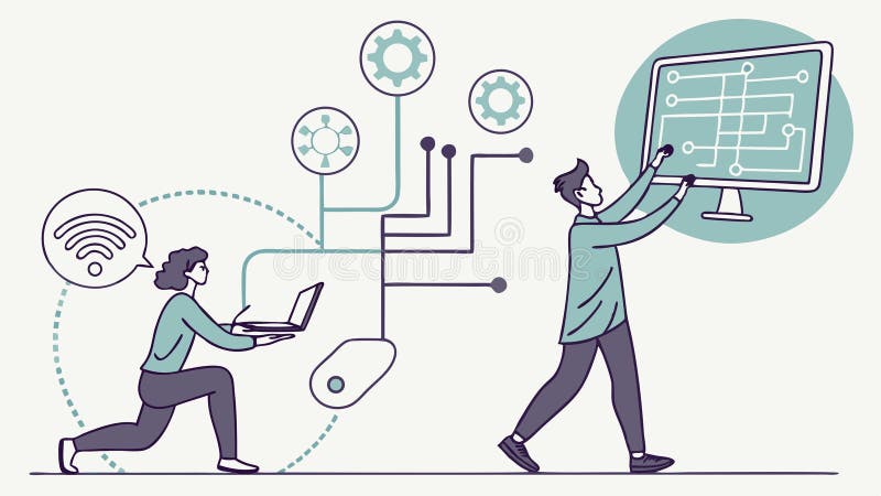 Data Analytics Collaborative Innovation: Digital Transformation, vector design Generative AI vector illustration