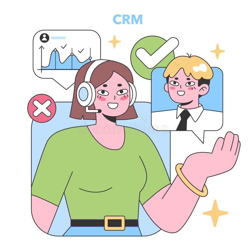 data-analytics-and-crm-software-flat-vector-illustration-stock-vector