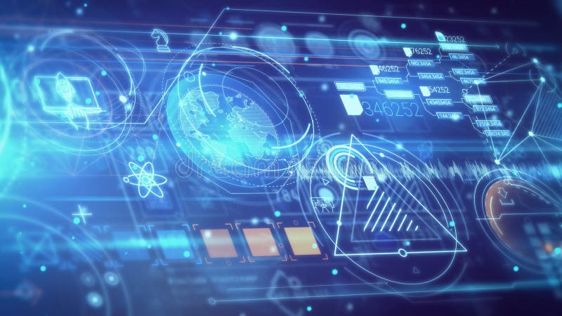 Animation of abstract space with digital data stock illustration