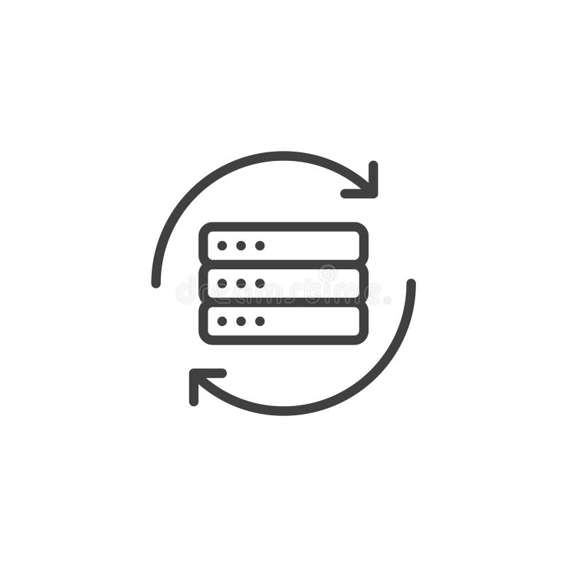 Data backup arrows line icon vector illustration