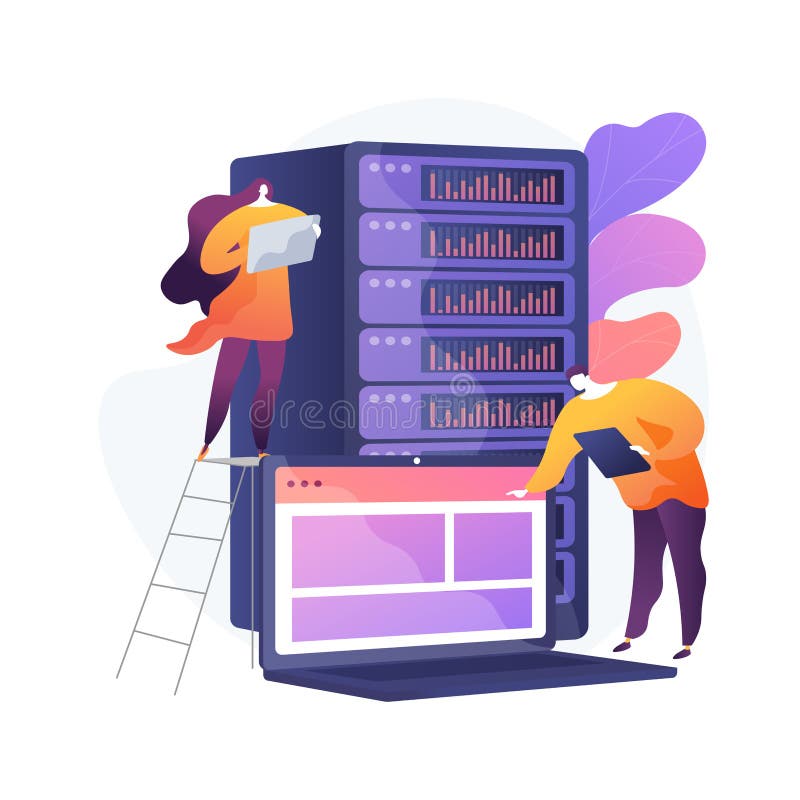 Data Center Vector Cartoon Illustration. Stock Vector - Illustration of