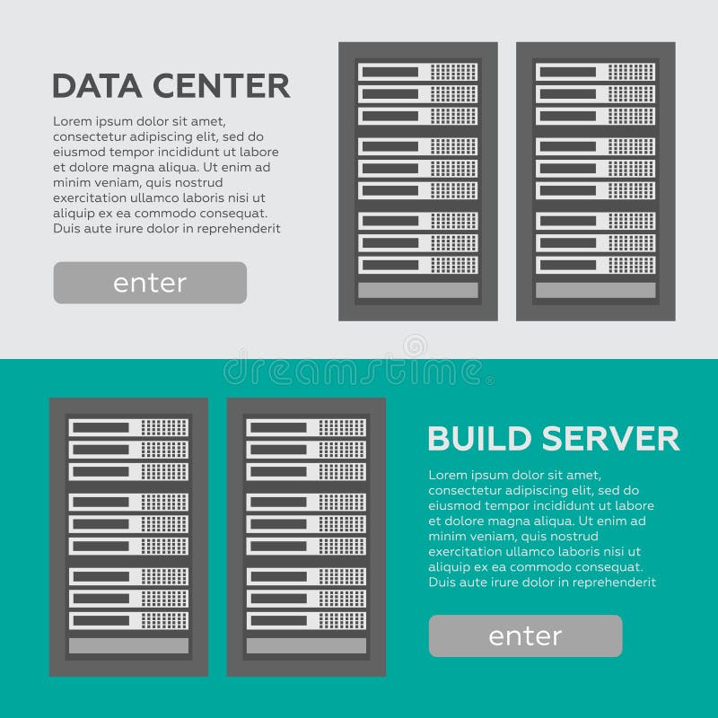 Data center and hosting banners set stock illustration