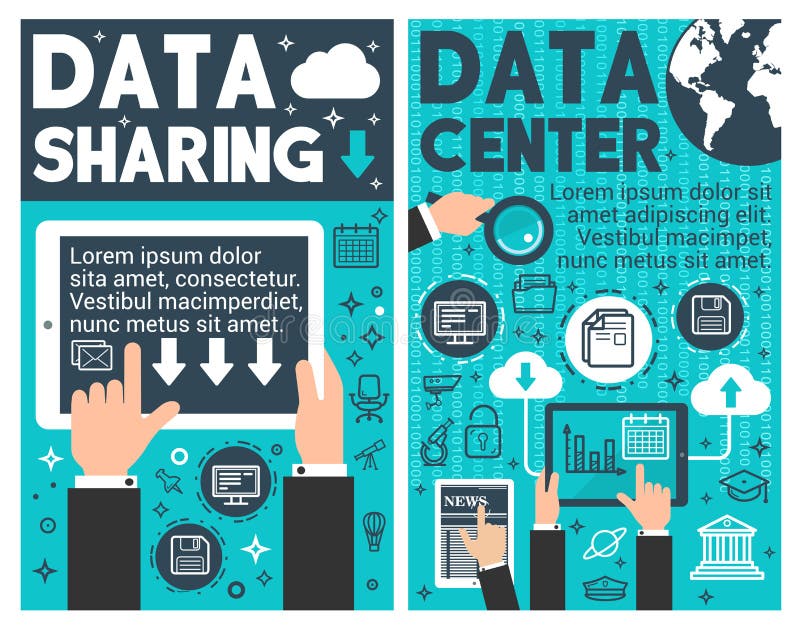 Data center banner of internet computer technology vector illustration Data center banner of internet computer technology vector illustration