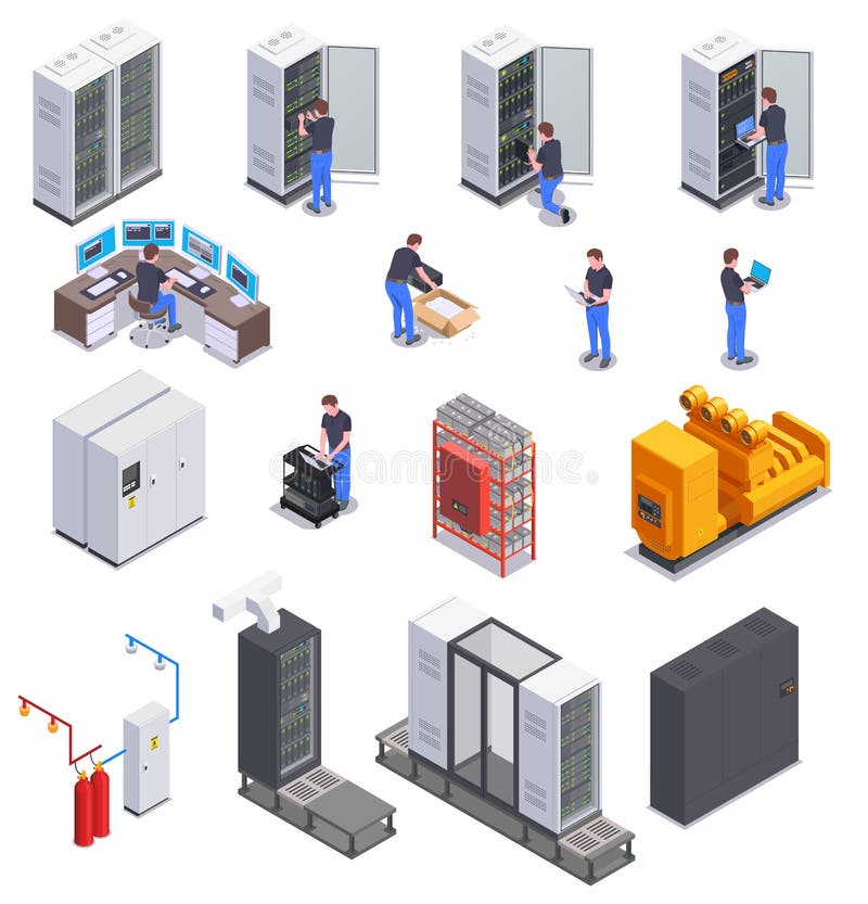 Data Center Isometric Set stock illustration