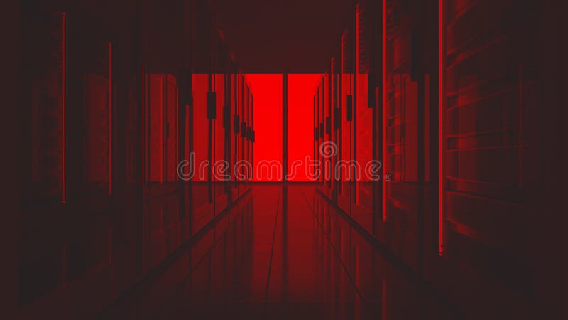 Data center red lights alert royalty free illustration