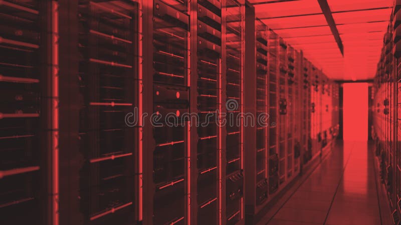 Data center red lights alert vector illustration