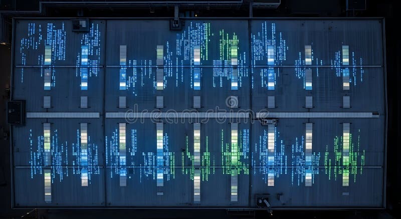 Data Center Roof: Digital Flow vector illustration