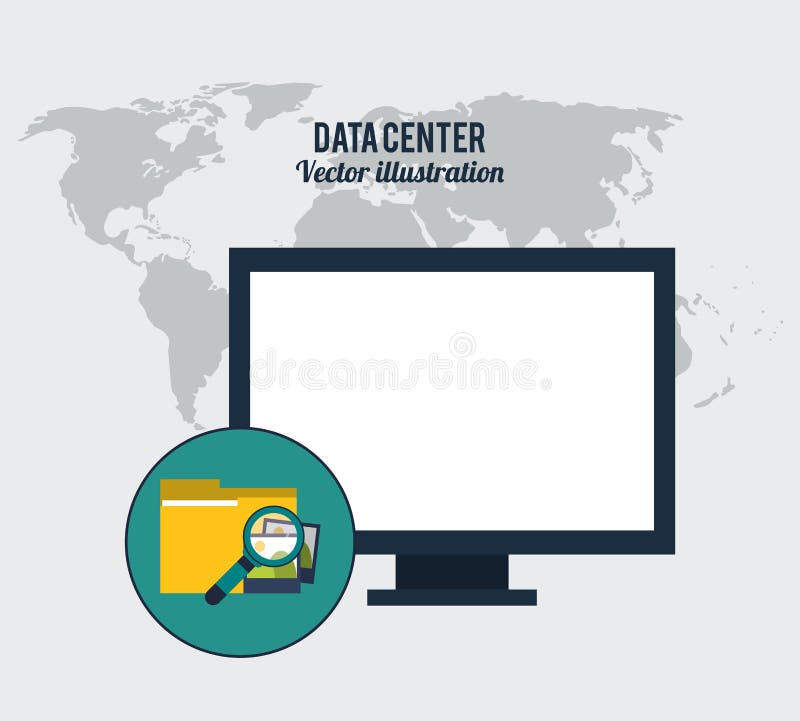 Data center storage image search international vector illustration
