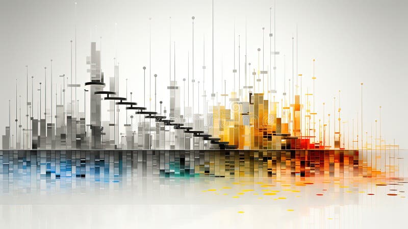 A Data Chart or Graph Where Each Bar or Data Point Forms a Rung of an Abstract Ladder Background royalty free illustration