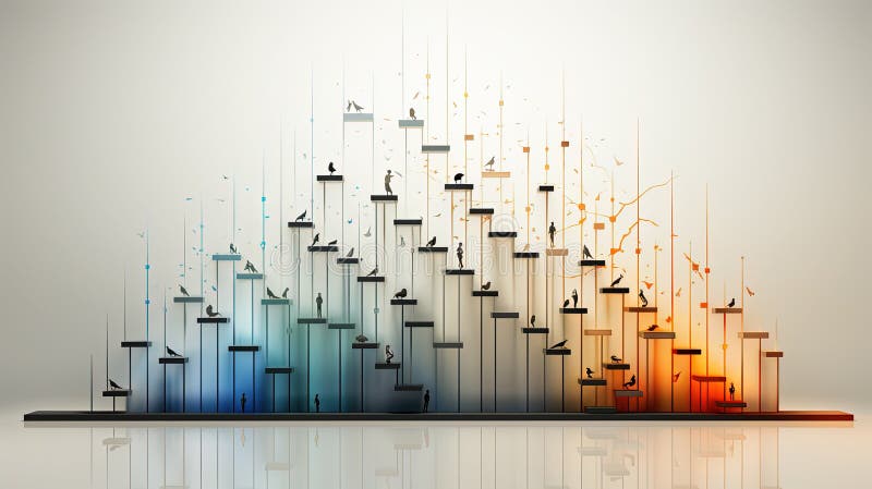 A Data Chart or Graph Where Each Bar or Data Point Forms a Rung of an Abstract Ladder Background vector illustration