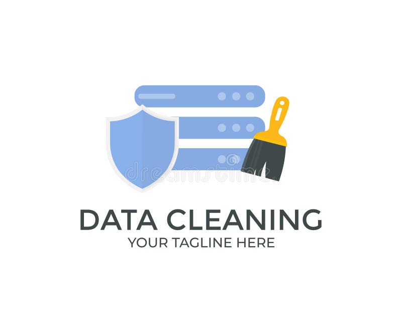 Data Cleaning, Filled Data Cleaning logo design. Software, service concept for banner, data and analytics, removing sign. royalty free illustration