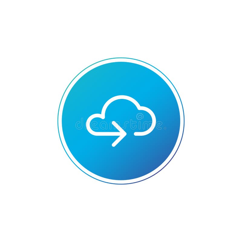 Data cloud circle button. Backup, restore. Upload, download. Arrow as a part of cloud. Vector illustration isolated on white royalty free illustration Data cloud circle button. Backup, restore. Upload, download. Arrow as a part of cloud. Vector illustration isolated on white royalty free illustration