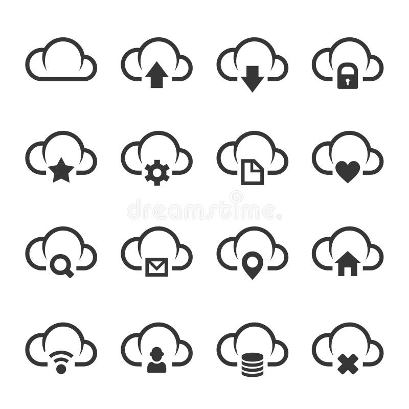 Data Cloud with Different Signs Icon Set. Vector vector illustration