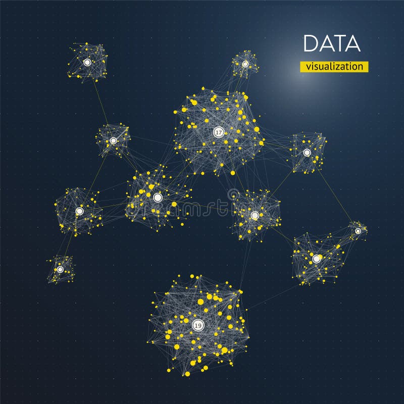 Data complexity. Big data visualization. Analytics abstract concept. Information cluste stock illustration