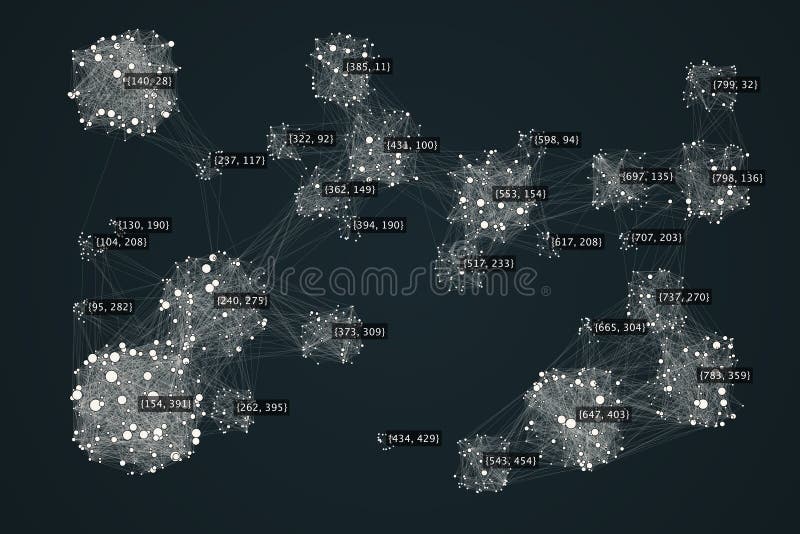 Data complexity representation. Big data concept visualization. Information clustering stock illustration