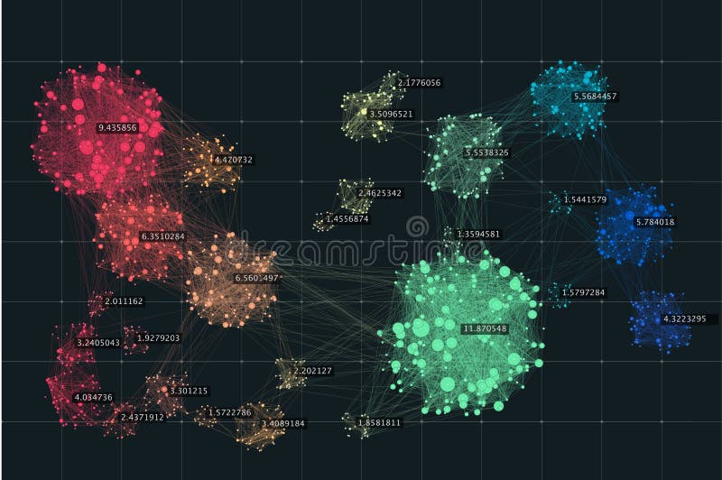 Data complexity representation. Big data concept visualization. Analytics abstract concept. Graphic background. Information cluste royalty free illustration
