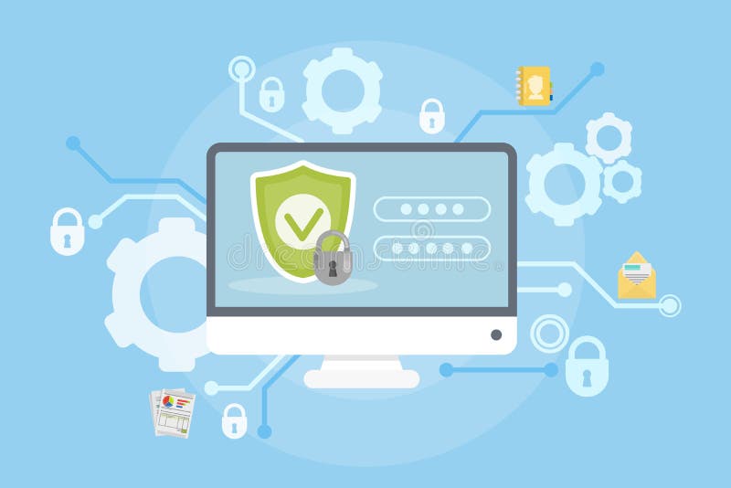 Data and computer protection. royalty free illustration