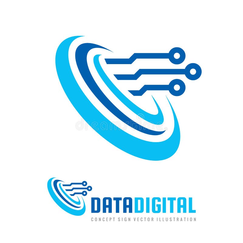 Data digital electronic technology - vector logo template for corporate identity. Abstract computer chip sign. Network, internet t vector illustration