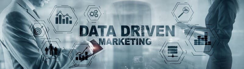 Data driven marketing concept on abstrack toned image. royalty free illustration