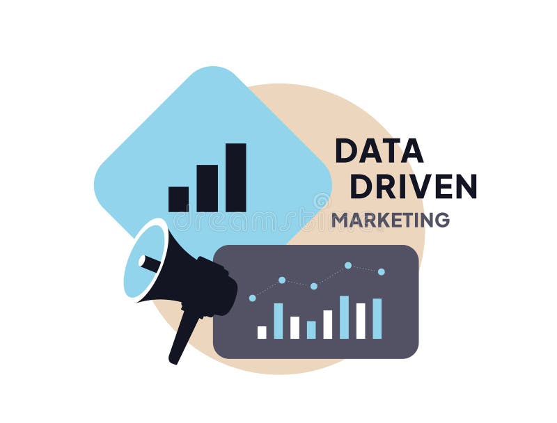 Data-Driven Marketing Strategy based on real-time data analytics. Use customer insights to drive campaigns and increase royalty free illustration