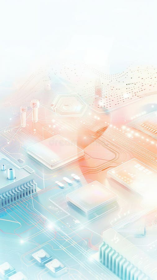 Data encryption using quantum computing, vibrant server room with illuminated quantum processors stock illustration