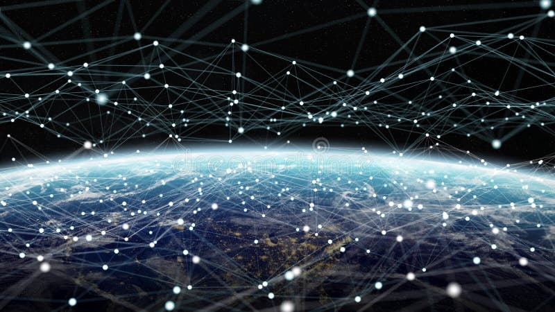 Data exchange and global network over the world 3D rendering stock illustration Data exchange and global network over the world 3D rendering stock illustration