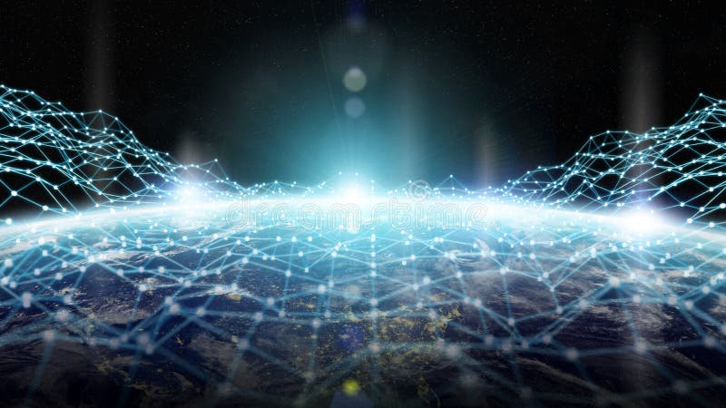 Data exchange and global network over the world 3D rendering royalty free illustration Data exchange and global network over the world 3D rendering royalty free illustration