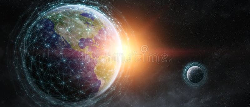 Data exchange and global network over the world 3D rendering vector illustration Data exchange and global network over the world 3D rendering vector illustration