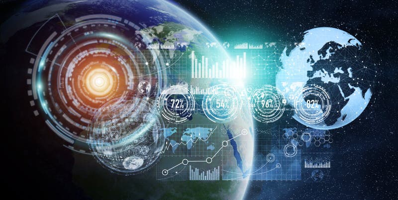 Data exchange and global network over the world 3D rendering stock illustration Data exchange and global network over the world 3D rendering stock illustration