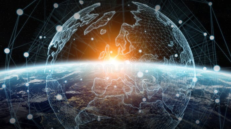 Data exchange and global network over the world 3D rendering vector illustration Data exchange and global network over the world 3D rendering vector illustration