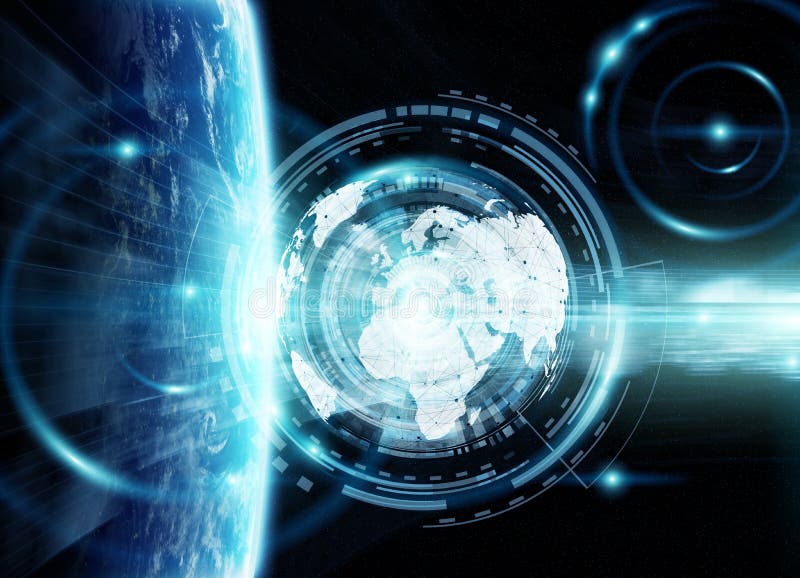 Data exchange and global network over the world 3D rendering royalty free illustration Data exchange and global network over the world 3D rendering royalty free illustration