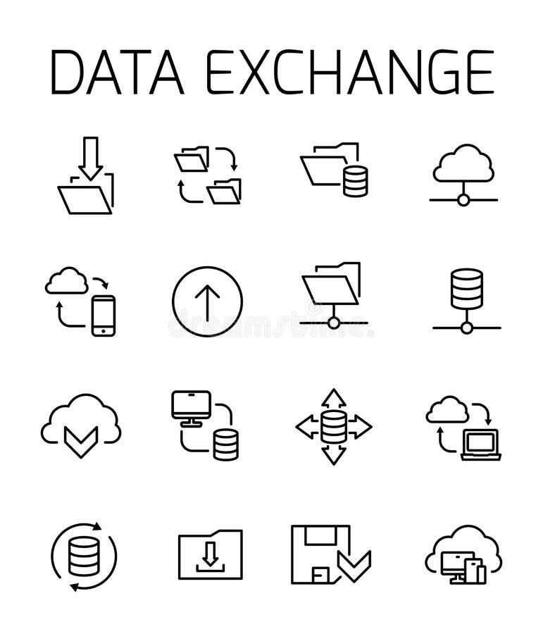 Data exchange related vector icon set vector illustration