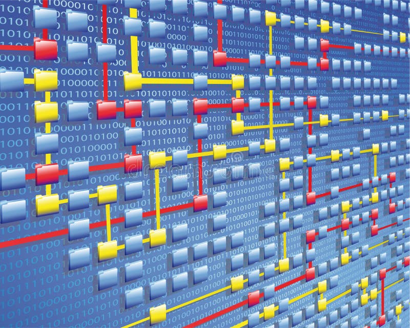 Illustrazione della cartella di dati, internet, il flusso di dati e di rete.