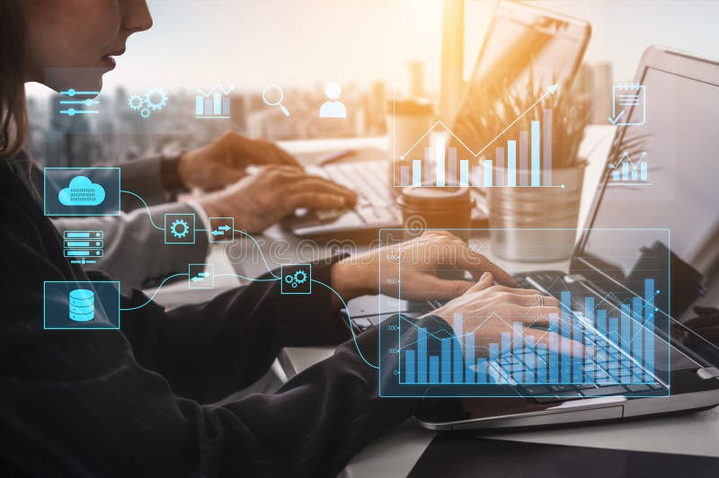 Data flow from database and cloud to processing and analytics dashboards Vouch. Data flow from database and cloud to processing and analytics dashboards, representing data analysis, automation, insight generation, and digital intelligence Vouch