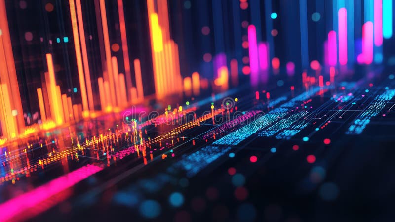 Data glitch style rotating property price heatmap stock illustration